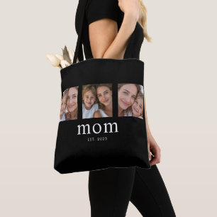 Mamma etablerade modern svart 3 foto tygkasse