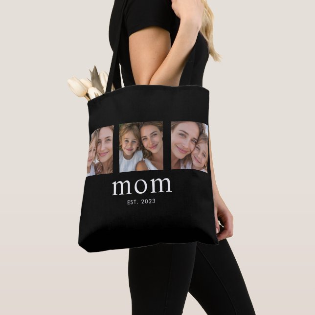 Mamma etablerade modern svart 3 foto tygkasse (Närbild)