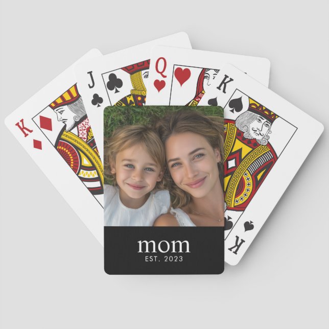Mamma Etablerade Modern Svart Foto Casinokort (Baksidan)