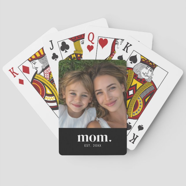 Mamma etablerade modern svart foto casinokort (Baksidan)