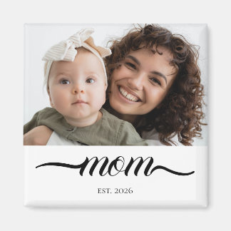 Mamma etablerade modern svart skript foto elegant magnet