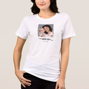 Mamma etablerade modern svart skriptfoto elegant t shirt