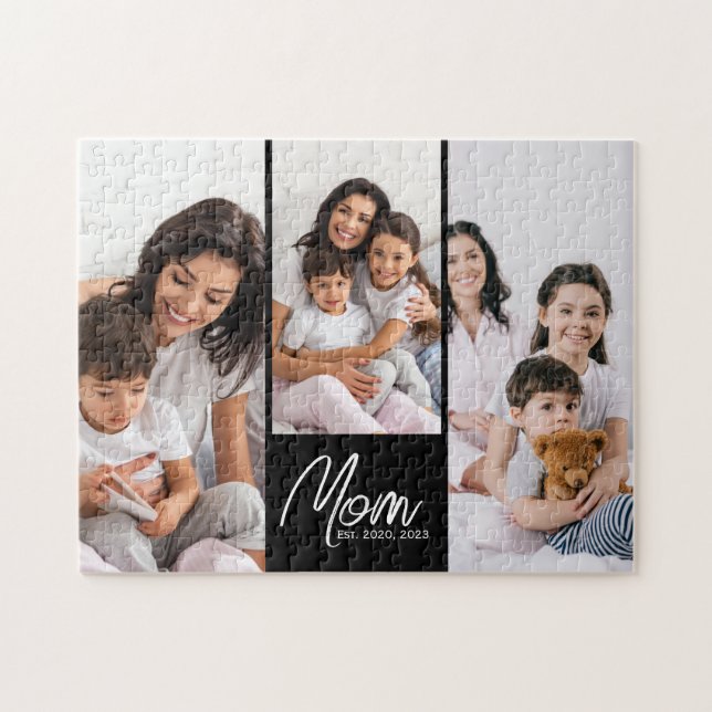 Mamma etablerade modernt manus Svart 3 Foto Pussel (Horisontell)