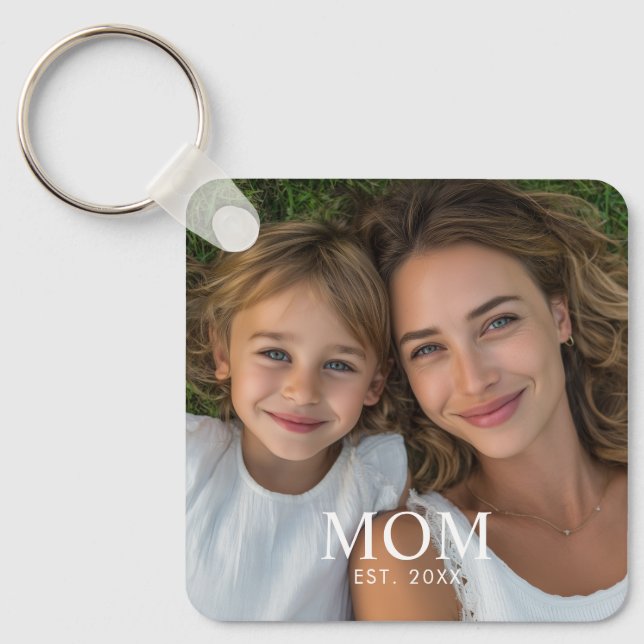 Mamma etablerade modernt manusfoto  nyckelring (Framsida)