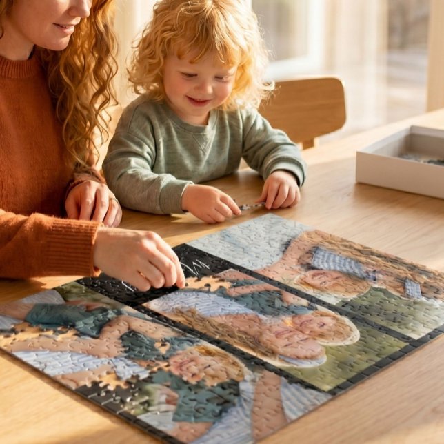 Mamma etablerade modernt svart manus 3 Foto Pussel (Skapare uppladdad)