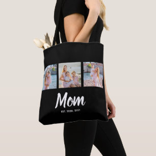 Mamma etablerade modernt svart manus 3 Foto Tygkasse