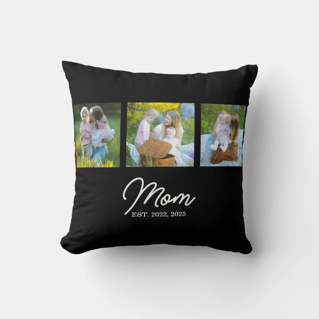 Mamma etablerade modernt svart skript 3 foto kudde (Framsida)