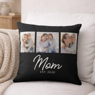 Mamma etablerade modernt svart skript 3 Foto Kudde