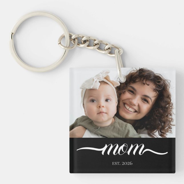 Mamma etablerade modernt vitt skriptfoto (Framsidan)