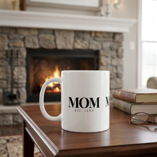 Mamma etablerade Ny Mamma Gåva Svart Typografi Kaffemugg