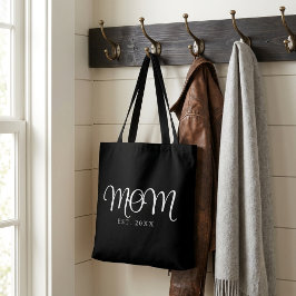 Mamma Etablerade Ny Mamma Gåva Vit Script Tote Bag Tygkasse