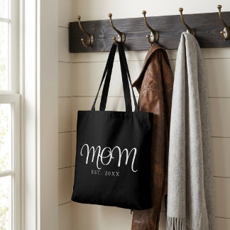 Mamma Etablerade Ny Mamma Gåva Vit Script Tote Bag Tygkasse
