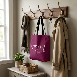 Mamma Etablerade Ny Mamma Present Vit Skript Handv Tygkasse