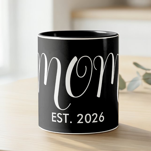 Mamma etablerade ny mamma stor skrift Två-Tonad mugg (Skapare uppladdad)