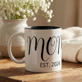 Mamma etablerade ny mamma stor skrift Två-Tonad mugg