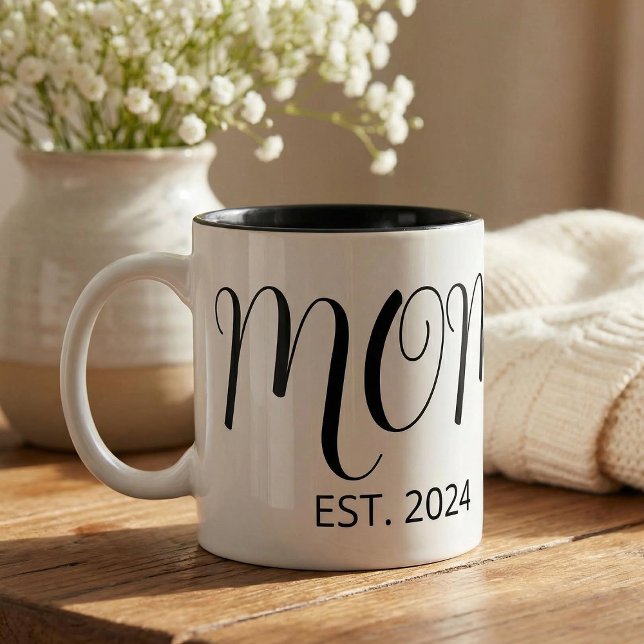 Mamma etablerade ny mamma stor skrift Två-Tonad mugg (Skapare uppladdad)
