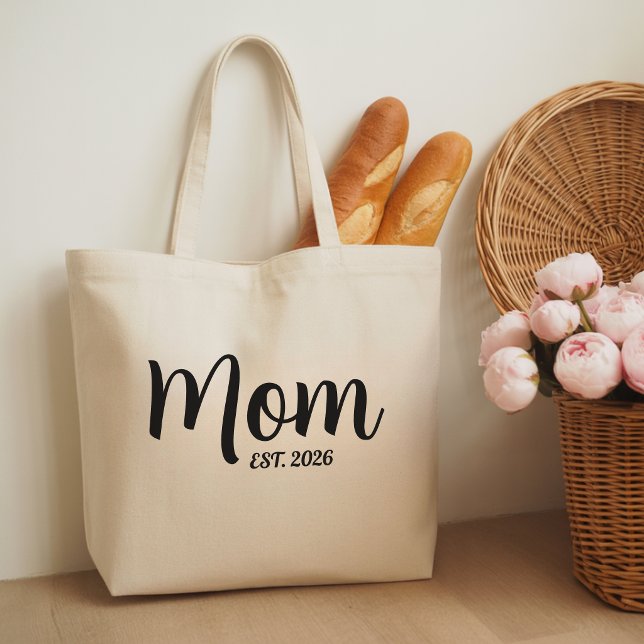 Mamma etablerade ny mammas gåva tygkasse (Mom Established New Mom Gift Tote Bag)
