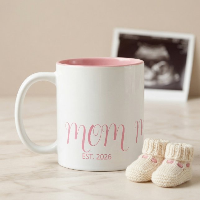Mamma etablerade Rosa skrift ny mammappresent  Två-Tonad Mugg (Skapare uppladdad)
