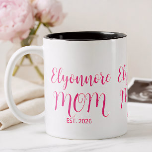 Mamma etablerade rosa skriptnamn Två-Tonad mugg