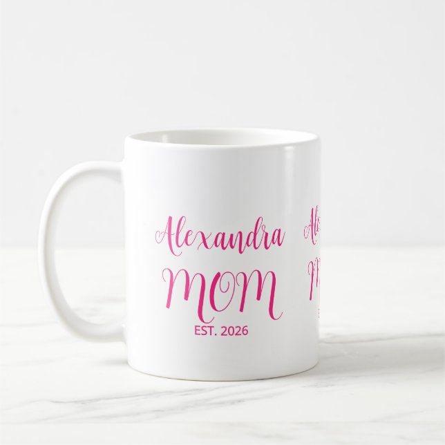 Mamma etablerade rosa skriptnamn Tvåtons kaffe Kaffemugg (Vänster)