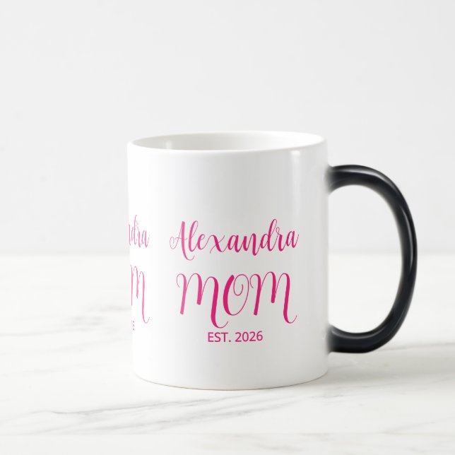 Mamma etablerade rosa skriptnamn Tvåtons kaffe Magisk Mugg (Höger)
