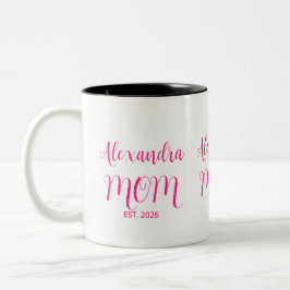 Mamma etablerade rosa skriptnamn Tvåtons kaffe Två-Tonad Mugg