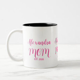 Mamma etablerade rosa skriptnamn Tvåtons kaffe Två-Tonad Mugg