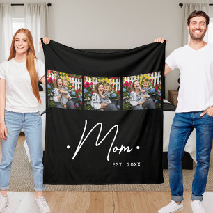 Mamma Etablerade Skript 3 Foto Svart Fleecefilt