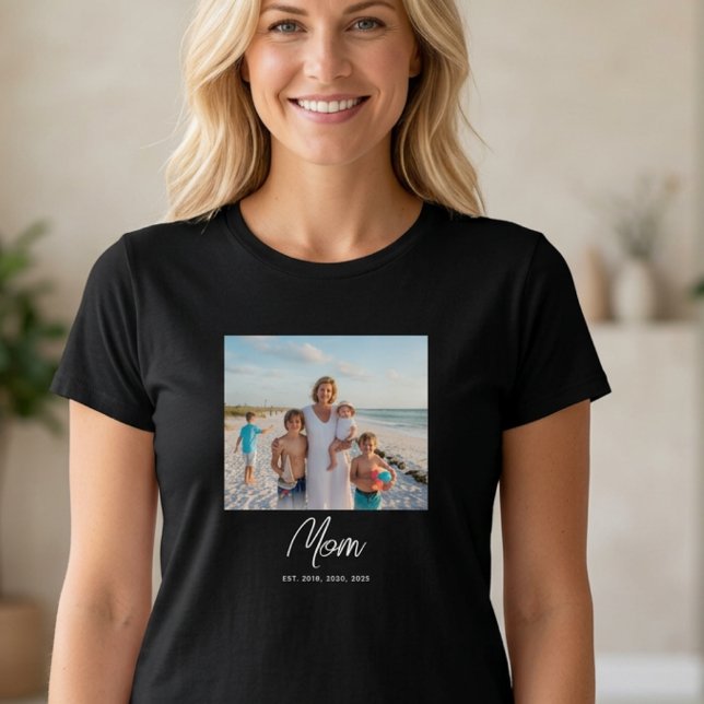Mamma Etablerade Skript Foto T-Shirt (Skapare uppladdad)