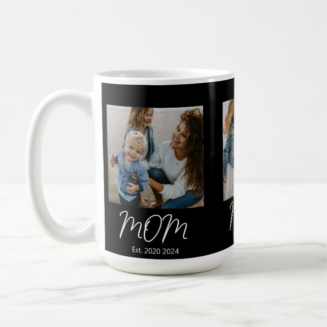 Mamma Etablerade Skript Svart 3 Foto Isolerad Kaffemugg (Vänster)