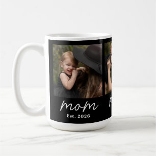 Mamma Etablerade Skript Svart 3 Foto Kaffe Mugg