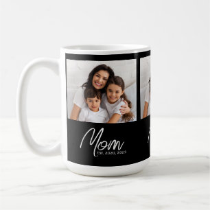 Mamma Etablerade Skript Svart 3 Foto Kaffe Mugg