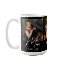 Mamma Etablerade Skript Svart 3 Foto Kaffe Mugg
