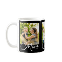 Mamma Etablerade Skript Svart 3 Foto Kaffe Mugg
