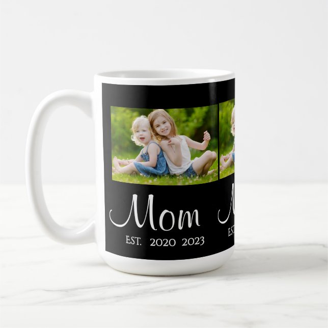 Mamma Etablerade Skript Svart 3 Foto Kaffemugg (Vänster)