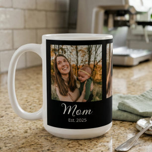 Mamma Etablerade Skript Svart 3 Foto Kaffemugg