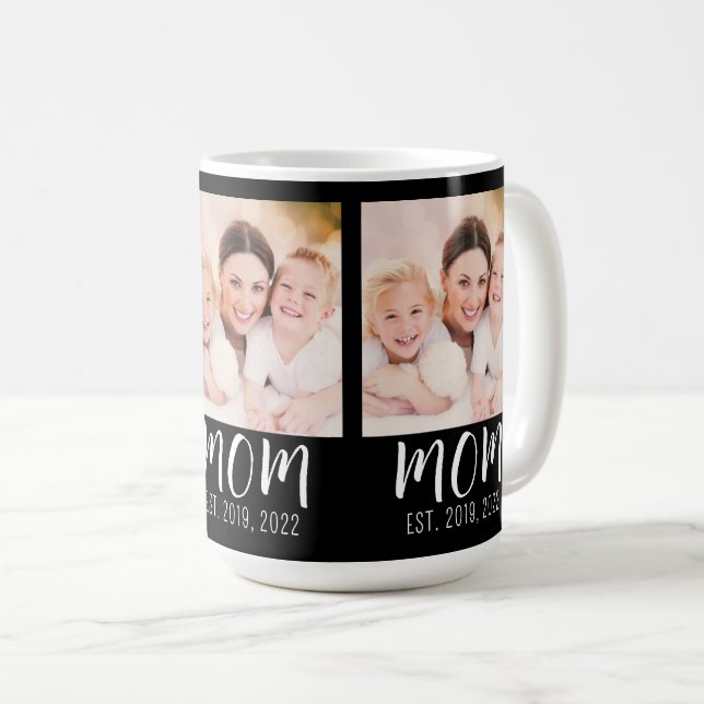 Mamma Etablerade Skript Svart 3 Foto  Kaffemugg (Framsida höger)