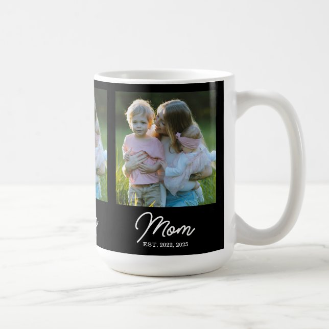 Mamma Etablerade Skript Svart 3 Foto Kaffemugg (Höger)