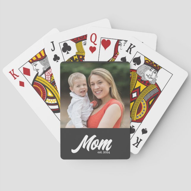 Mamma Etablerade Skript Svart Foto Casinokort (Baksidan)
