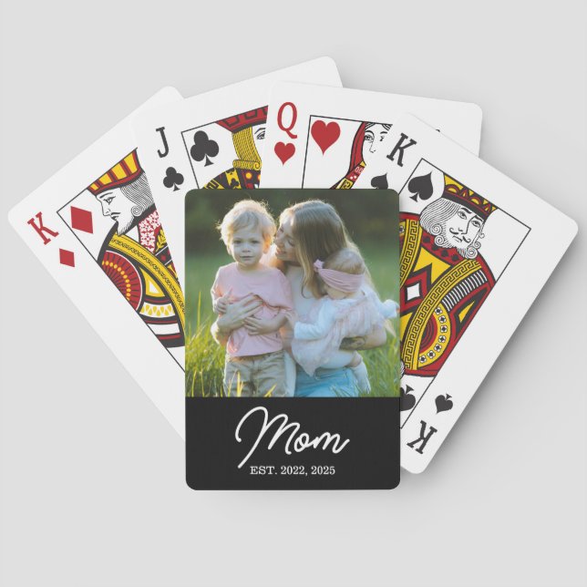 Mamma Etablerade Skript Svart Foto Casinokort (Baksidan)