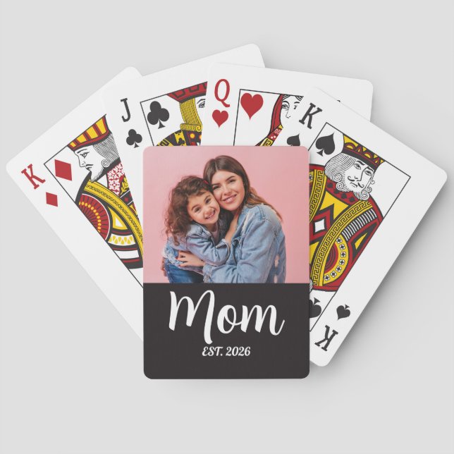 Mamma Etablerade Skript Svart Foto Casinokort (Baksidan)