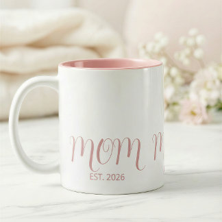 Mamma etablerade söt rosa skript Ny mammappresent Två-Tonad Mugg