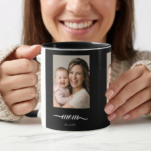 Mamma etablerade svart foto anpassat år mugg