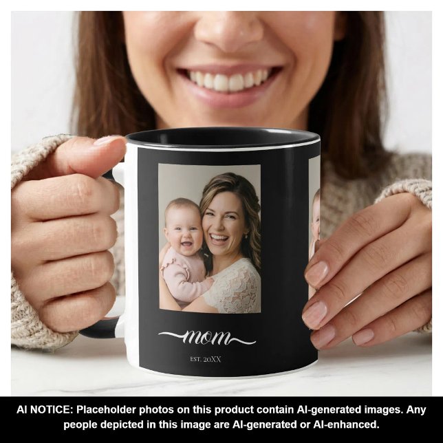 Mamma etablerade svart foto anpassat år  mugg (Skapare uppladdad)