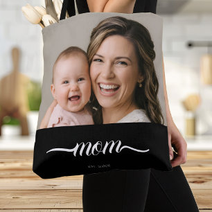 Mamma etablerade svart foto anpassat år tygkasse