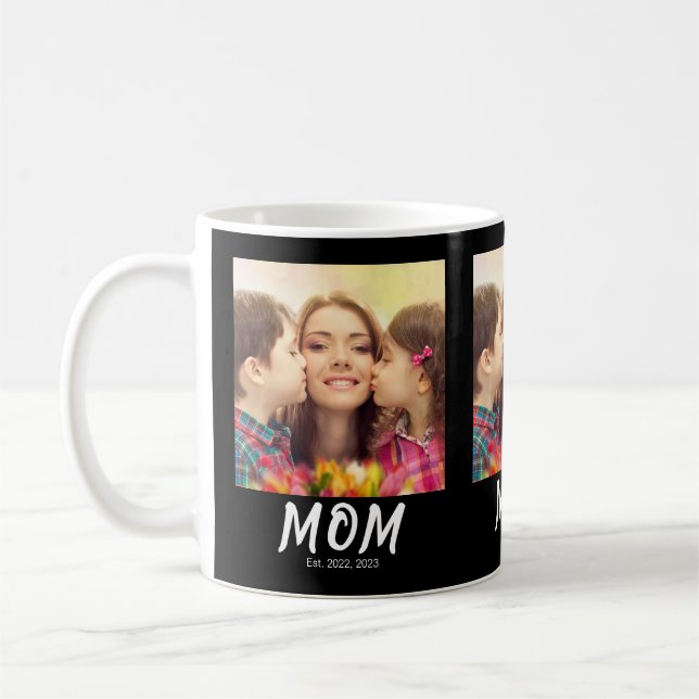 Mamma Etablerade Svart Foto Kaffemugg (Vänster)