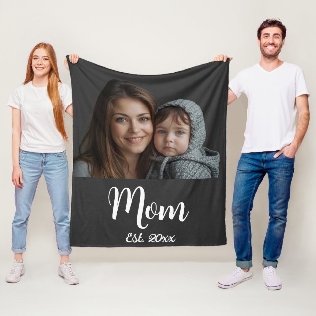 Mamma Etablerade svart, modern felbildsblanket Fleecefilt (På plats)