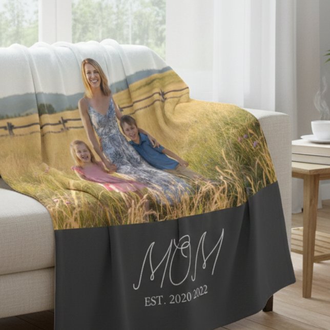 Mamma etablerade svart modern skriptfoto  fleecefilt (Skapare uppladdad)