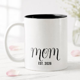Mamma etablerade Svart Skrift Ny Mamma Present Två-Tonad Mugg