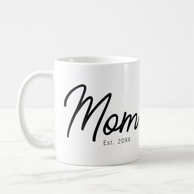 Mamma etablerade svart skript minimalistisk elegan kaffemugg (Vänster)